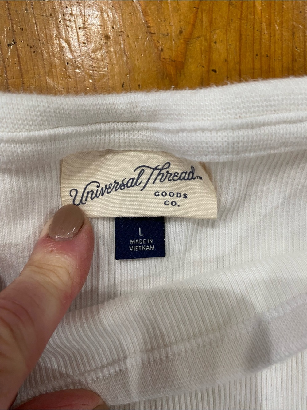 Universal Thread Cream Long Sleeve Ribbed Top size Large - Picture 2 of 3